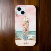 Strand Surfboard Tropische Bloemen Eiland Monogram Case-Mate iPhone Case
