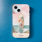 Strand Surfboard Tropische Bloemen Eiland Monogram Case-Mate iPhone Case