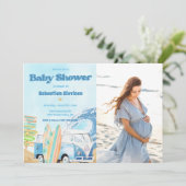 Strand Surfen Baby shower Foto Kaart (Staand voorkant)