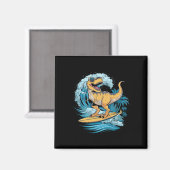 Strand surfen Dinosaur T-rex Surfer Magneet (Voorkant / Achterkant)