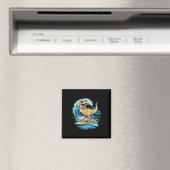 Strand surfen Dinosaur T-rex Surfer Magneet (Insitu (Vaatwasser))