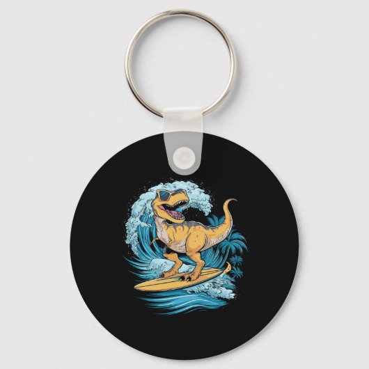 Strand surfen Dinosaur T-rex Surfer Sleutelhanger (Voorkant)