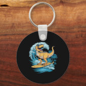 Strand surfen Dinosaur T-rex Surfer Sleutelhanger (Voorkant)