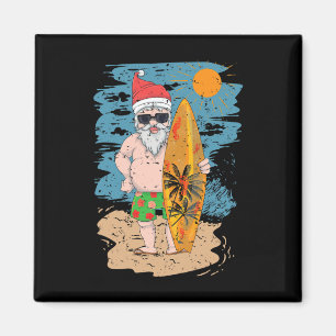 Strand Surfen Kerstman Grappige Zomer Hawaï Kerstm Magneet
