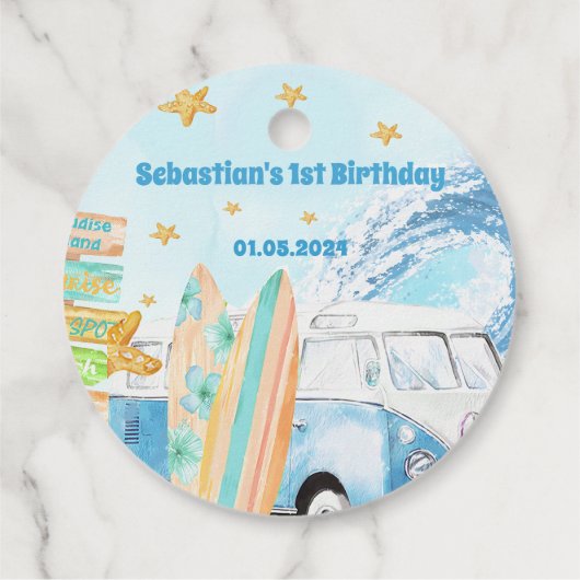 Strand Surfen verjaardagsfeestje Bedankjes Labels (Achterkant)