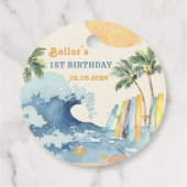 Strand Surfen verjaardagsfeestje Bedankjes Labels (Achterkant)