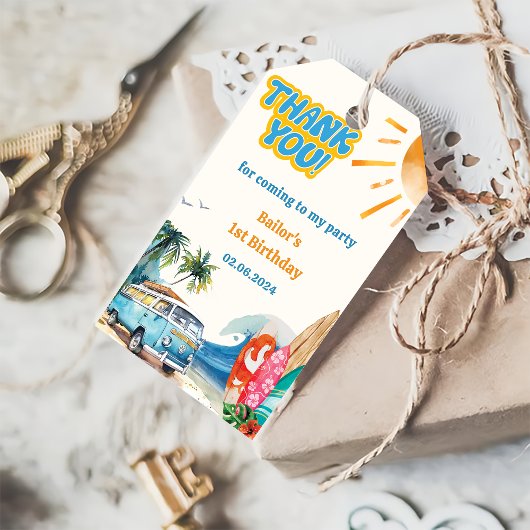 Strand Surfen verjaardagsfeestje cadeau Labels Cadeaulabel