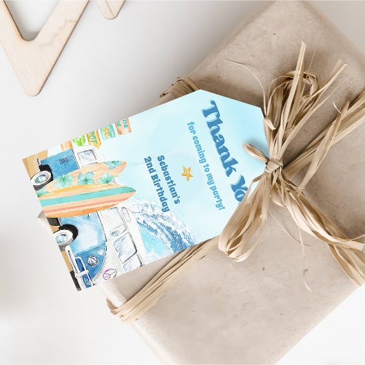 Strand Surfen verjaardagsfeestje Cadeaulabel
