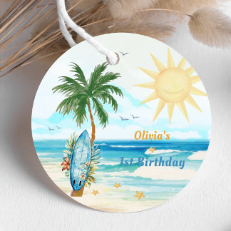 Strand Surfen Verjaardagsfeestje Favor Tags Bedankjes Labels