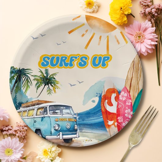 Strand Surfen Verjaardagsfeestje Papier Borden Papieren Bordje