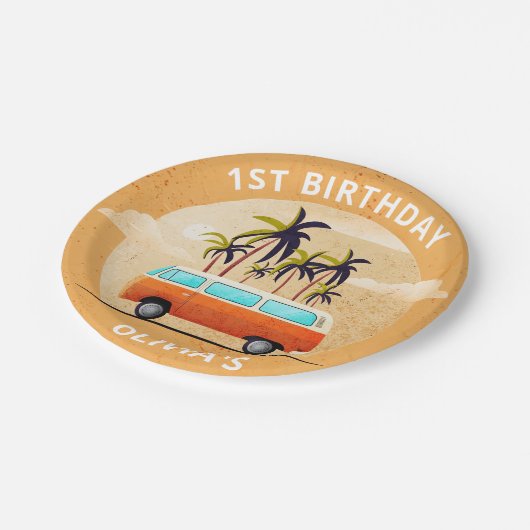 Strand Surfen Verjaardagsfeestje Papier Borden Papieren Bordje (Gekanteld)