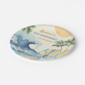 Strand Surfen verjaardagsfeestje Papieren Bordje (Gekanteld)