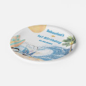 Strand Surfen verjaardagsfeestje Papieren Bordje (Gekanteld)