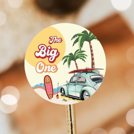 Strand Surfen verjaardagsfeestje Ronde Sticker
