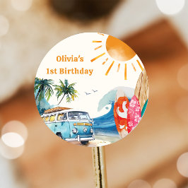 Strand Surfen verjaardagsfeestje Ronde Sticker