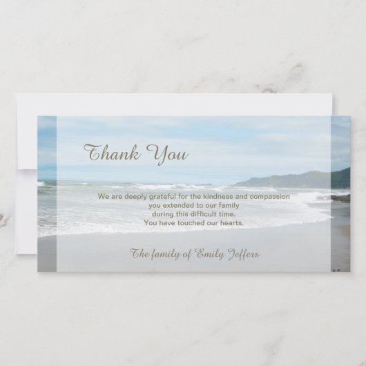 Strand sympathie dank u memorial fotokaart bedankkaart (Voorkant)