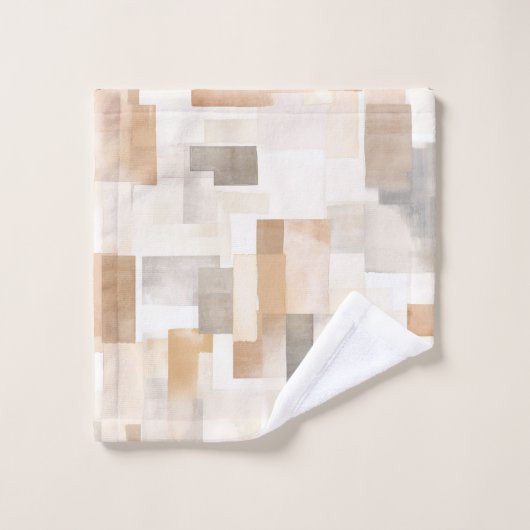 Strand Tan Neutraal Geomeric Square Bad Handdoek (Wasdoekje)