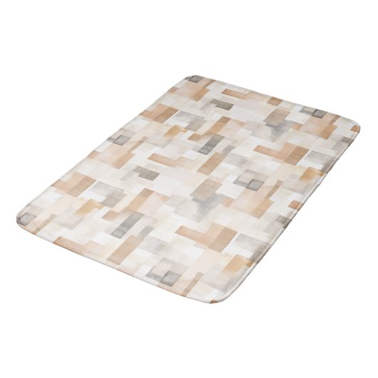 Strand Tan Neutraal Geomeric Square Badmat (Gekanteld)