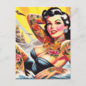  strand Tattoo Pinup Briefkaart (Voorkant)