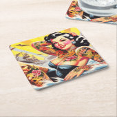 strand Tattoo Pinup Kartonnen Onderzetters (Schuin)