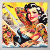 strand Tattoo Pinup Poster (Voorkant)
