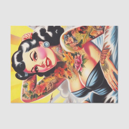 strand Tattoo Pinup Tissuepapier (Voorkant)