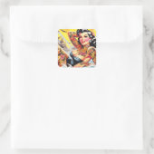  strand Tattoo Pinup Vierkante Sticker (Tas)
