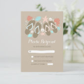 strand teenslippers bruiloft RSVP kaarten (Staand voorkant)