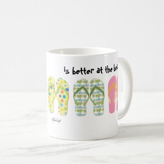 Strand Teenslippers Het leven is beter op het stra Koffiemok (Voorkant rechts)
