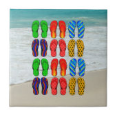 Strand teenslippers, vakantieplezier tegeltje (Voorkant)