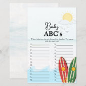 Strand thema Baby Abc's baby shower spel (Voorkant / Achterkant)