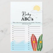 Strand thema Baby Abc's baby shower spel (Voorkant)