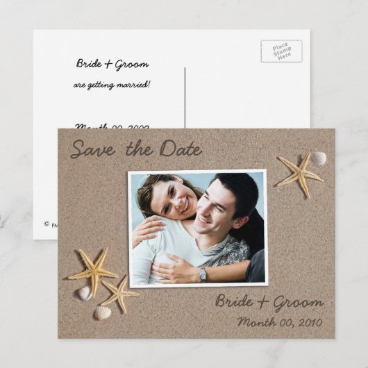 Strand Thema Bewaar de datum Foto Briefkaarten (Voorkant / Achterkant)