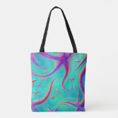 Strand thema Blauwgroen en Paarse zeester Tote Bag (Achterkant)