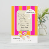 Strand thema bruids douche uitnodiging — strandhan (Staand voorkant)