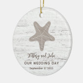 Strand Thema Bruiloft Hout Graan Keramisch Ornament (Links)