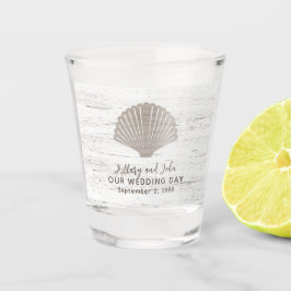 Strand Thema Bruiloft Hout Graan Shot Glas