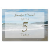 Strand thema bruiloft nummers Kaarten (Achterkant)