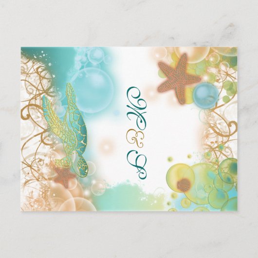 Strand thema bruiloft "save the date" aankondigingskaart (Achterkant)