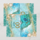 Strand thema bruiloft schildpad "tafel nummer" briefkaart (Voorkant / Achterkant)