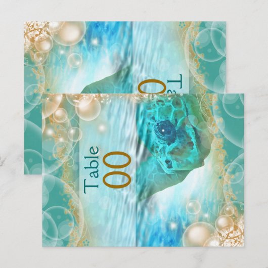 Strand thema bruiloft schildpad "tafel nummer" briefkaart (Voorkant / Achterkant)