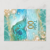 Strand thema bruiloft schildpad "tafel nummer" briefkaart (Achterkant)