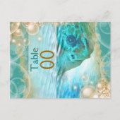 Strand thema bruiloft schildpad "tafel nummer" briefkaart (Voorkant)