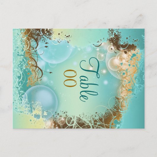Strand thema bruiloft "tafel nummer" aqua briefkaart (Voorkant)
