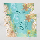 Strand thema bruiloft "tafel nummer" briefkaart (Voorkant / Achterkant)