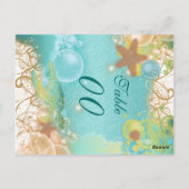 Strand thema bruiloft "tafel nummer" briefkaart (Achterkant)