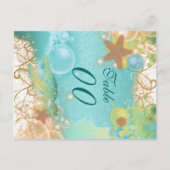 Strand thema bruiloft "tafel nummer" briefkaart (Voorkant)