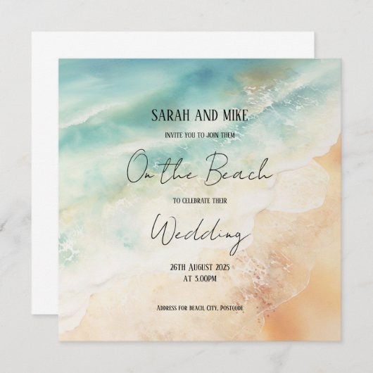 Strand thema bruiloft uitnodiging (Voorkant / Achterkant)