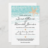 Strand thema bruiloft uitnodiging w / zeester acce (Voorkant / Achterkant)