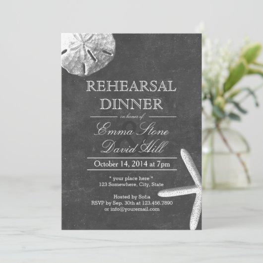 strand thema Chalkboard repesal Dinner Kaart (Staand voorkant)